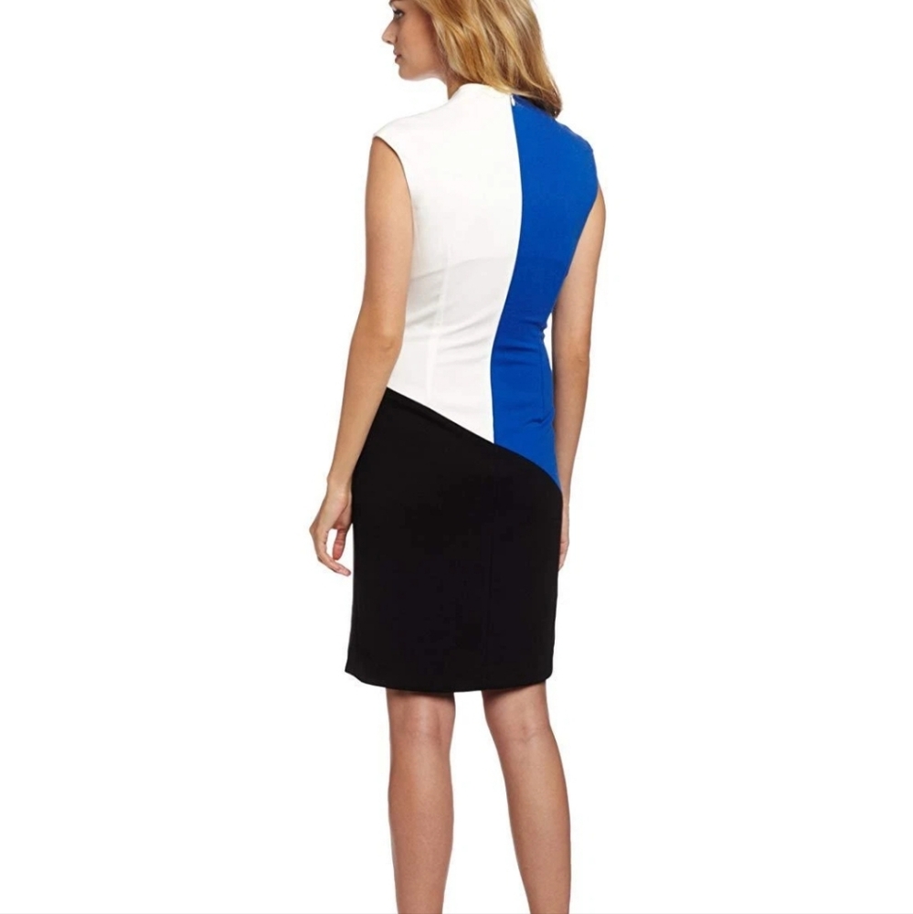 Calvin Klein Colorblock Dress Sheath Vneck 10 - Picture 3 of 6